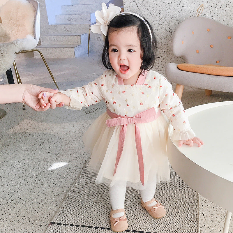 Girls' Little Love Chiffon Hanfu Dress, Baby Ethnic Style Net Gauze Skirt