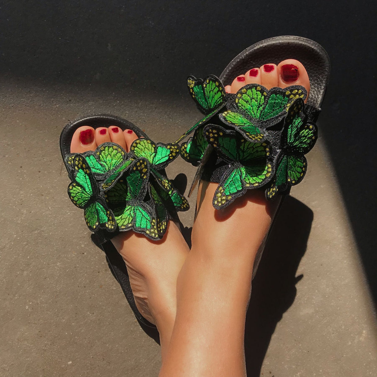 Spot Cross-Border Independent Station Aliexpress Bow Embroidered Word Sandals Flat Shoes