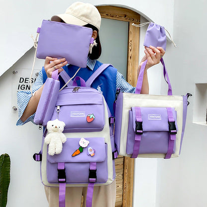 Canvas Backpack Women Korean Harajuku
