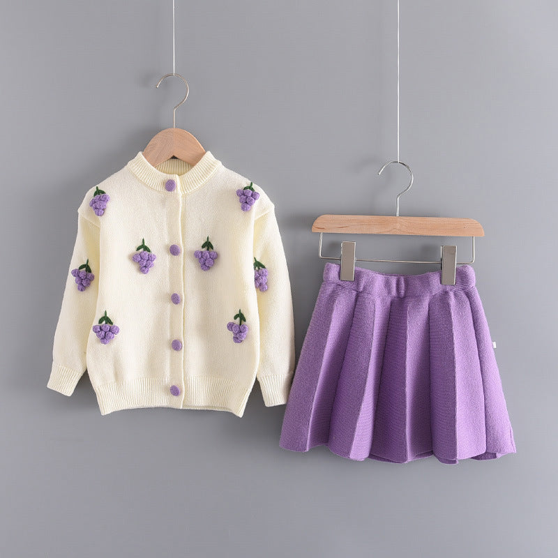 Girls flying sleeve knitted sweater suit