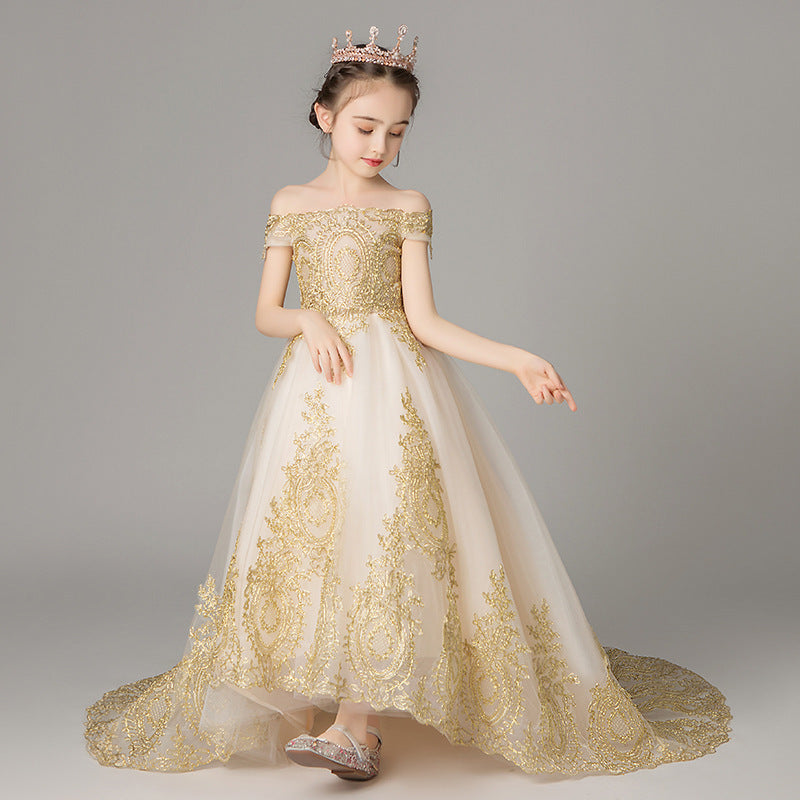 Children dress princess dress girl tail evening dress (Available)