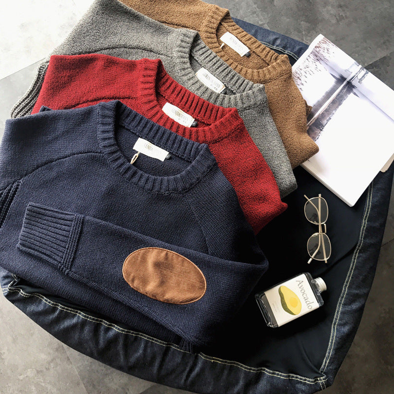 Winter crew neck patch sweater boys clothes