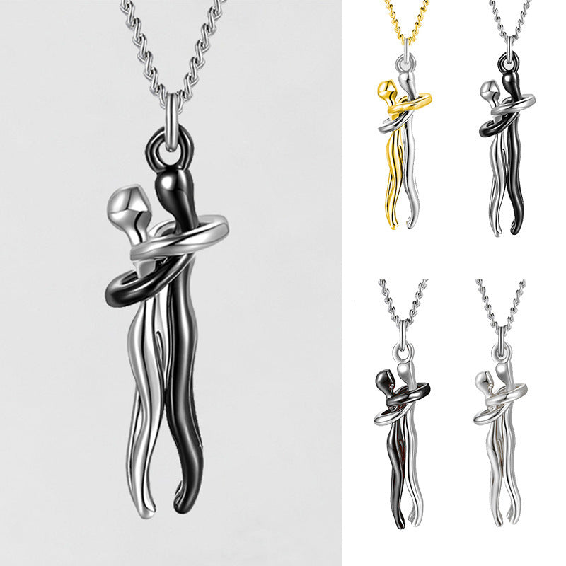 Love Hug necklace with a minimalist hugging pendant for men and women, ideal for couples, anniversaries, and everyday wear