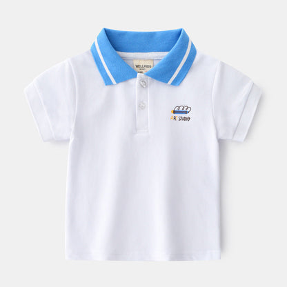 Cotton Summer Cartoon Boys And Girls Short Sleeve Top Baby