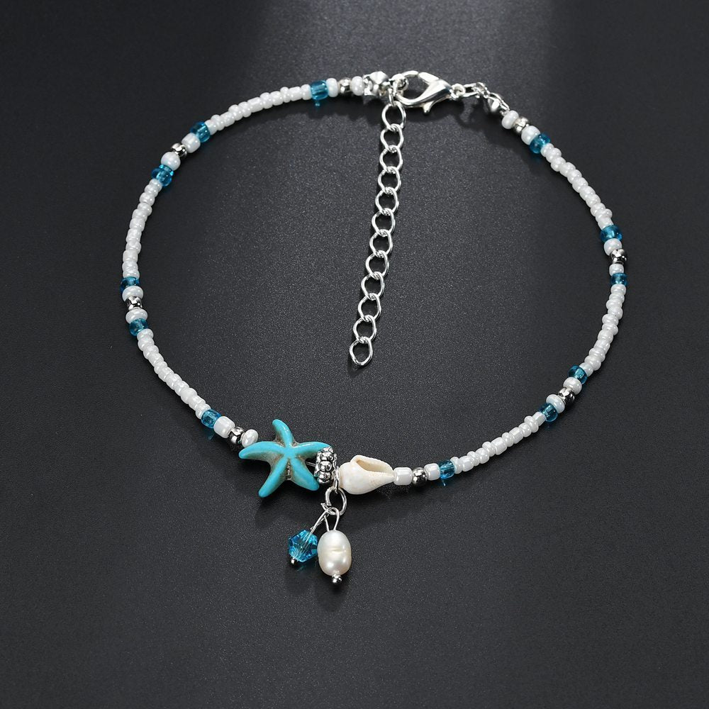 Starfish shell beach anklet (Available)