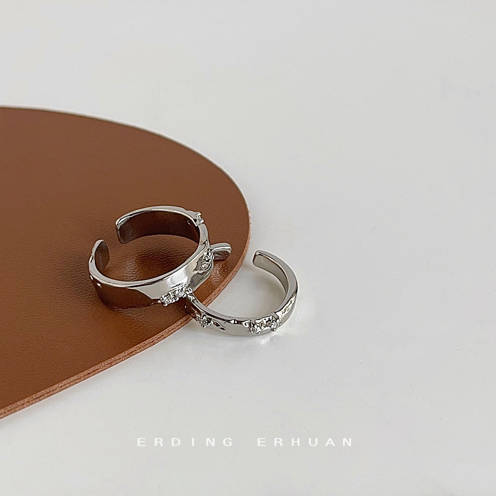Micro-pave Zircon Open Adjustable Ring