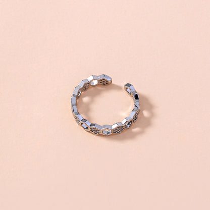 European and American cross-border rings Fashion personality opening adjustable micro-inlaid zircon honeycomb ring jewelry ring accessories