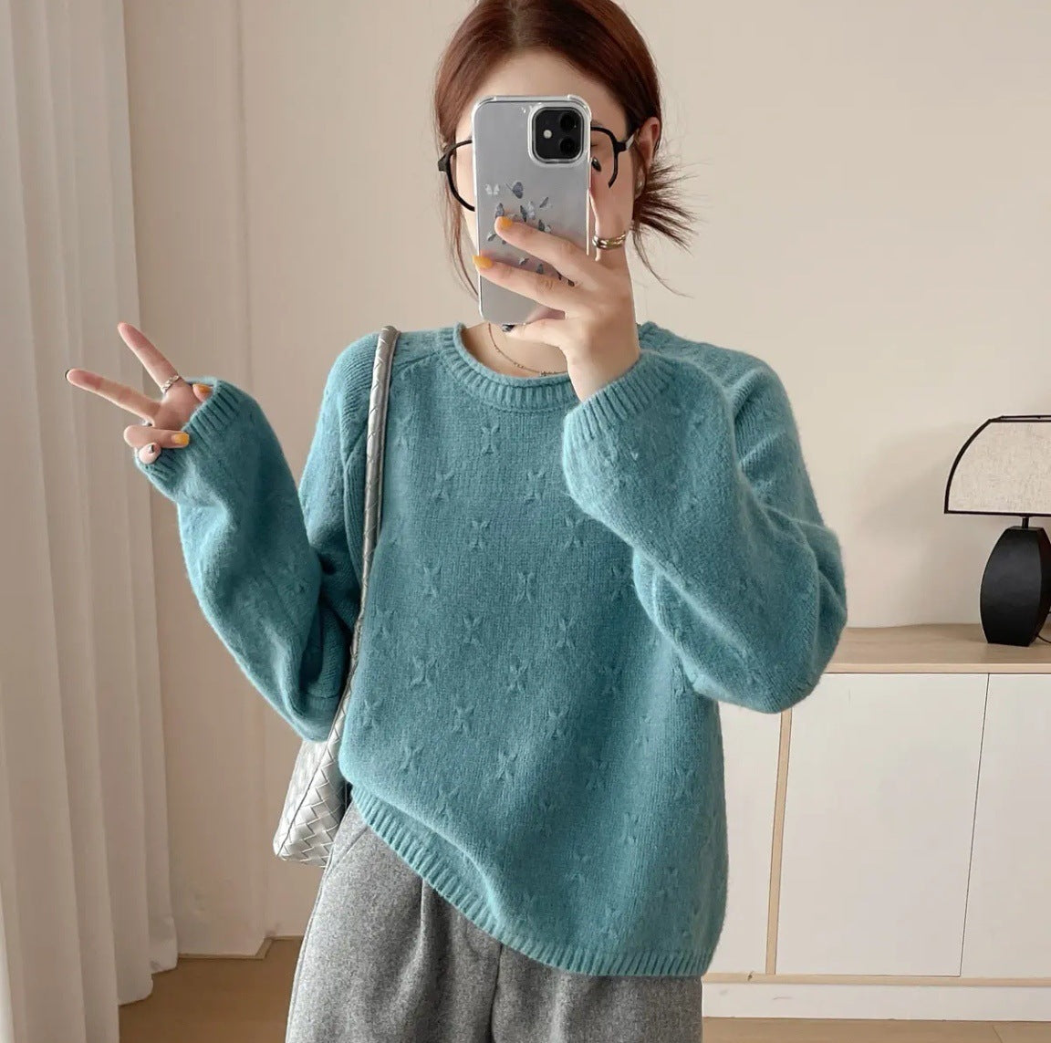 Women's Idle Style Soft Glutinous Sweater Loose Design Curling