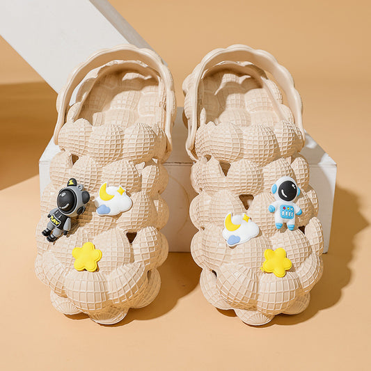 Children's Hole Shoes Baby Boy And Girl Summer Lychee Two-way Beach Shoes Bubble Baotou Outdoor Leisure Pajamas Outdoor Sandals