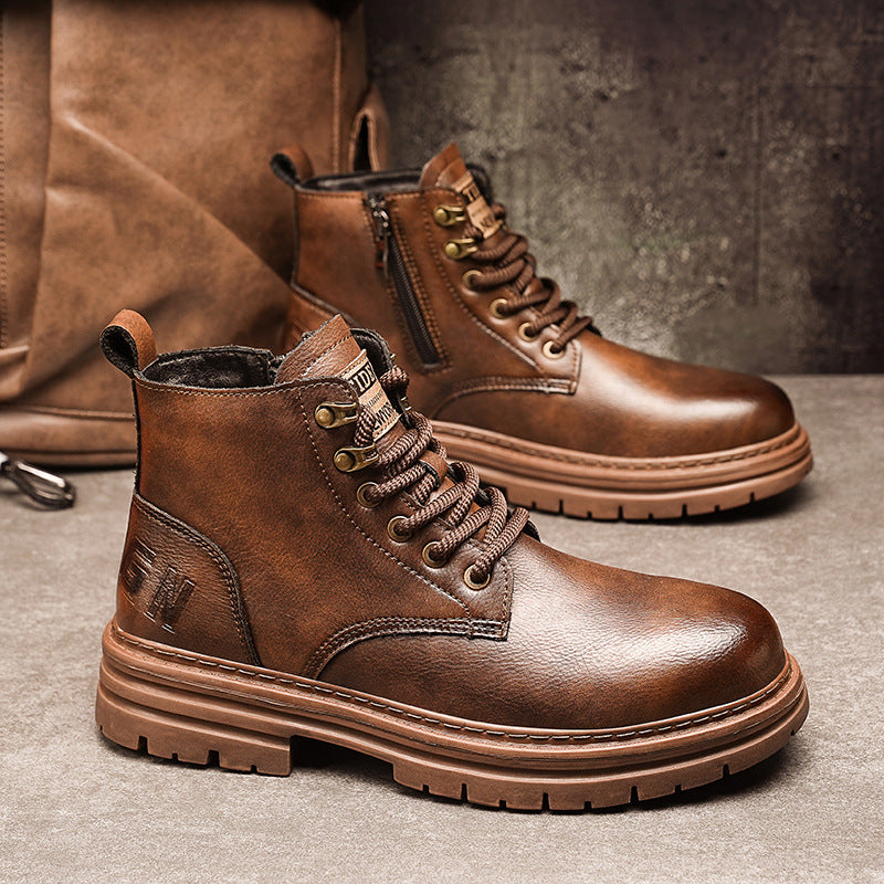 New Trendy Autumn And Winter High-top American Vintage Work Boots ( Available )