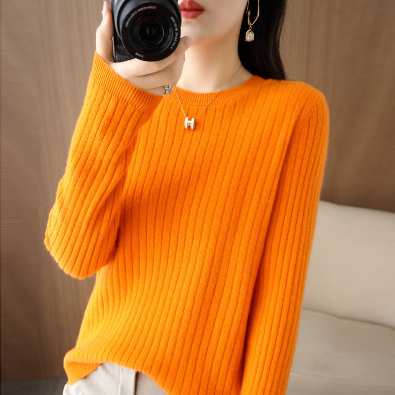 Autumn Women's Knitwear Round Neck Sweater For Women Low Collar Bottoming