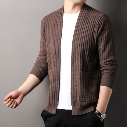 Lapel Drum Wave Men's Casual Solid Color Simple Top