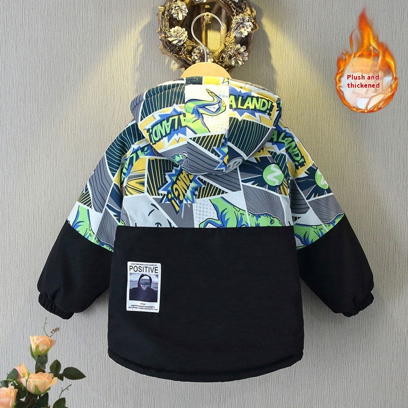 Boys' Autumn And Winter Clothes Velvet Padded Thickened Coat