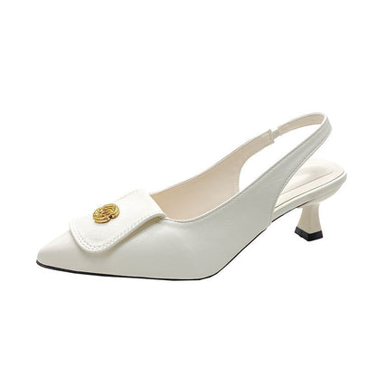 Classic Style Camellia Pointed Toe Toe Cap Plus Size High Heel Sandals