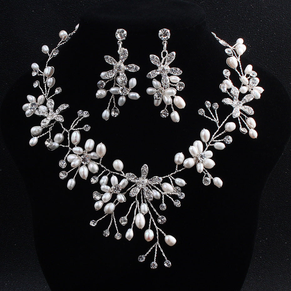 Pearl necklace and earring set  (Available)