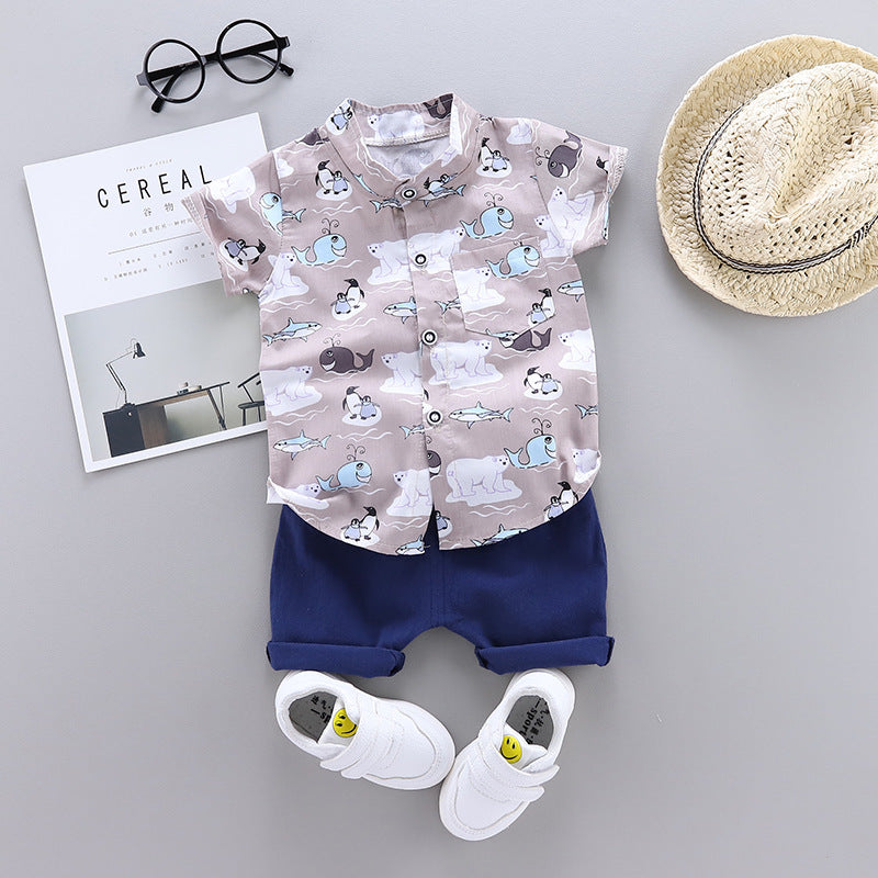 Boy baby infant child suit shirt short sleeve suit (Available)