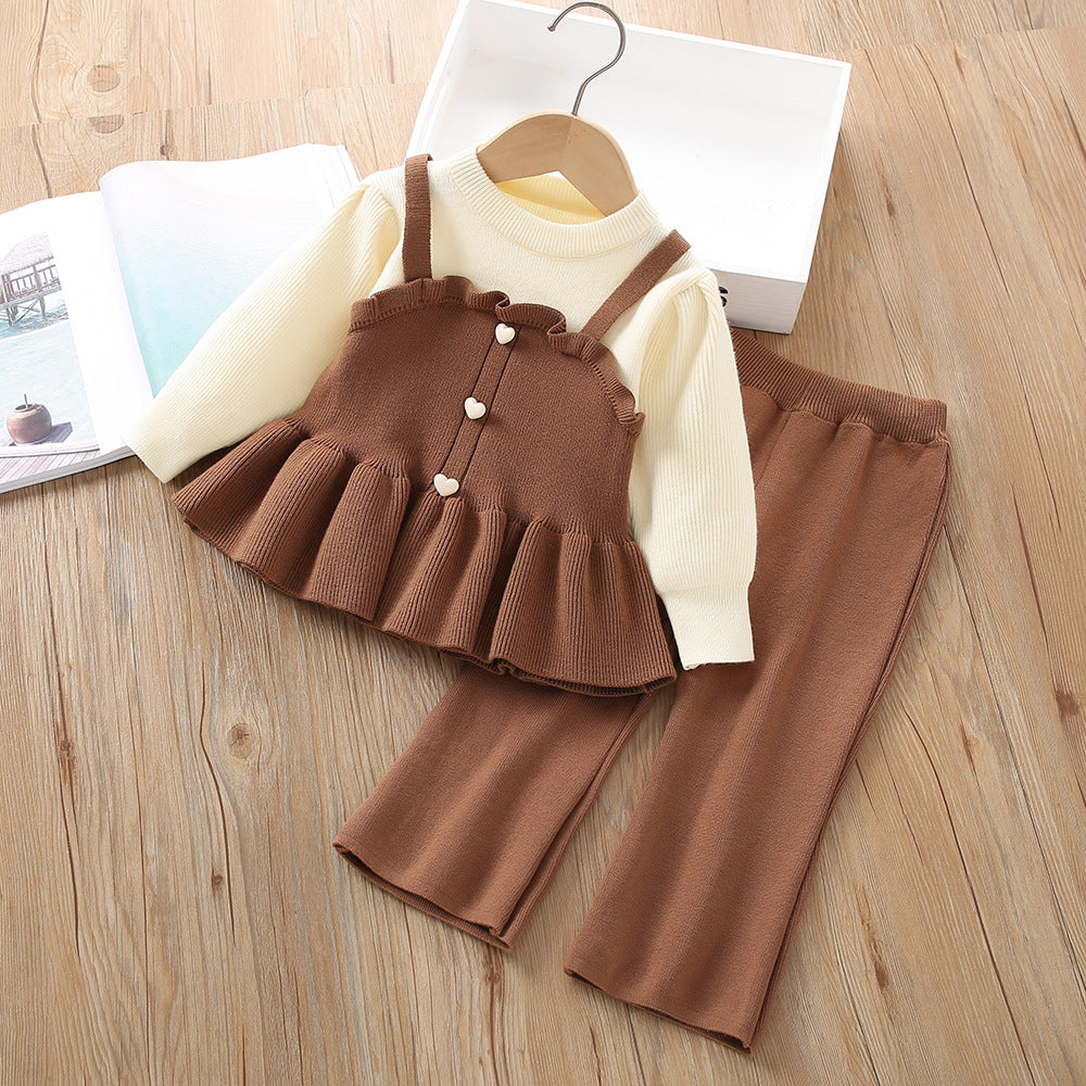 Fake Two-piece Knitted Long-sleeved Two-piece Pants