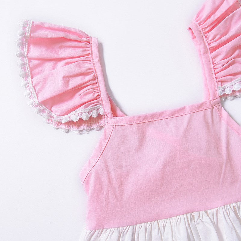 small fly sleeve child dress female irregular Fan Lou