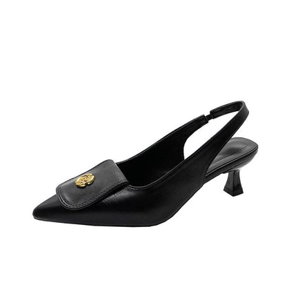 Classic Style Camellia Pointed Toe Toe Cap Plus Size High Heel Sandals