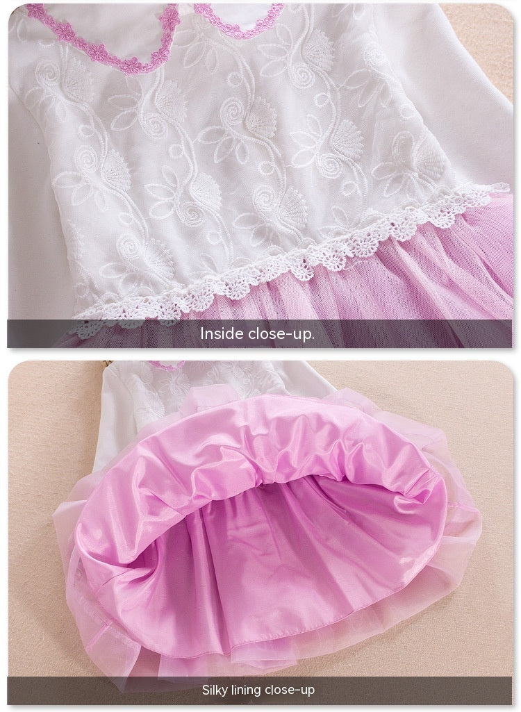 Girls' Dress Two-piece Spring Long-sleeved Sweater Princess Dress