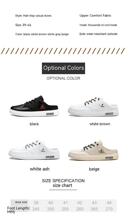 Men's Summer Wear Breathable Deodorant Slip-on Lofter Half Slippers Casual Sports Heel-free Fashion Shoes