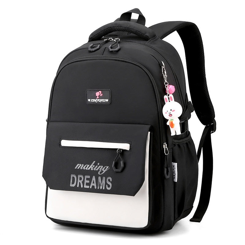 Primary School Student Schoolbag Lightweight And Large Capacity Contrast Color