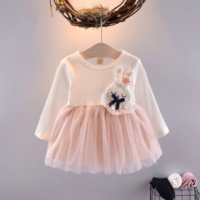 Girls' cotton long-sleeved princess dress