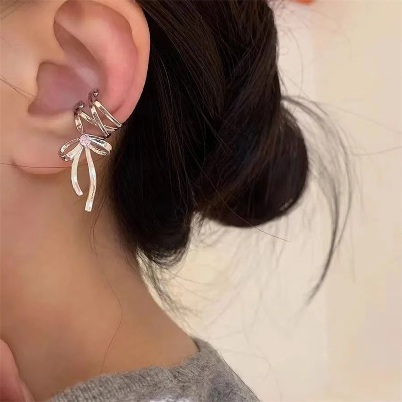 Ribbon Bow Ear Cuff – Non-Piercing Ballet Style Ear Clip (Available)