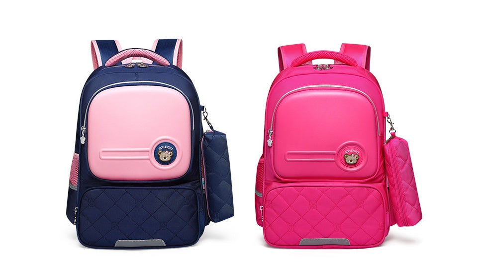 Girls Orthopedic School Backpack with ergonomic back support, waterproof nylon material, reflective strips, and large storage for school essentials