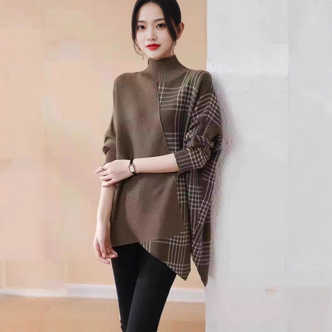 Polyester Women's Batwing Sleeve Mid-length Sweater