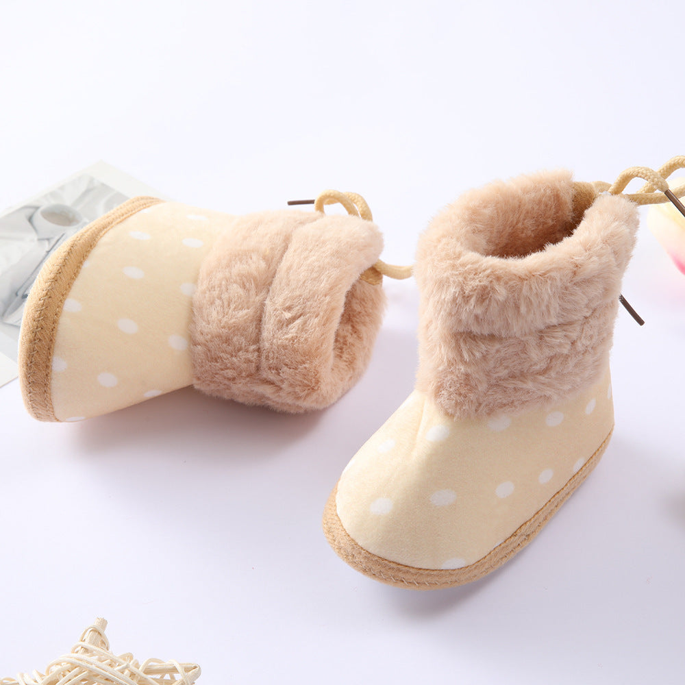 Polka Dot Fur Boots  Newborn Baby Shoes