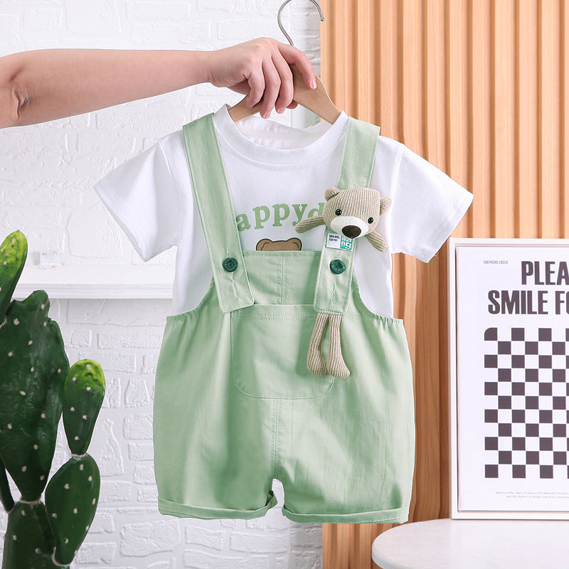 Summer Children Cotton T-shirt Suspender Suit (Available)