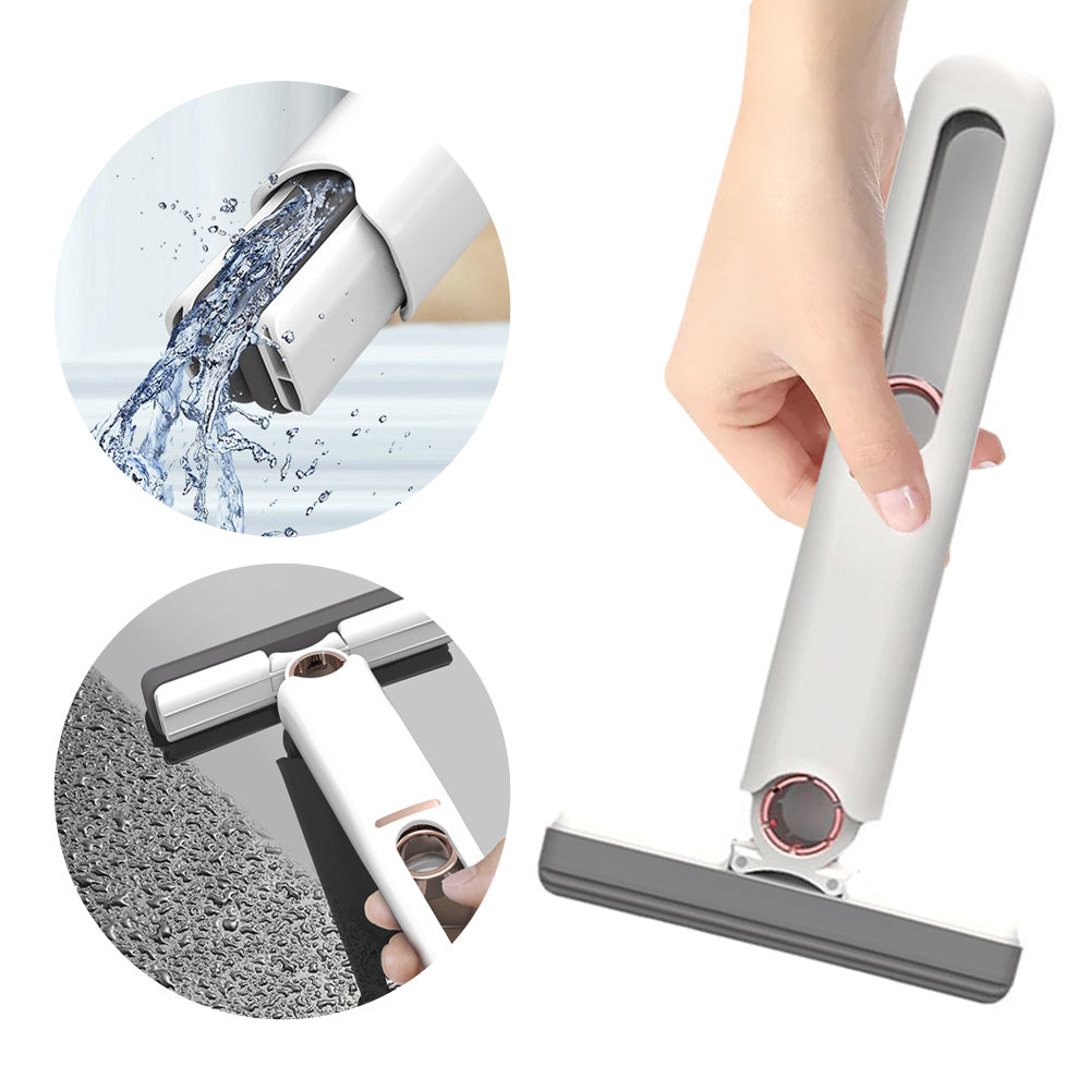 Mini Sponge Squeeze Mop with self-squeeze handle and absorbent sponge for cleaning kitchen, bathroom, glass, desk, and car surfaces