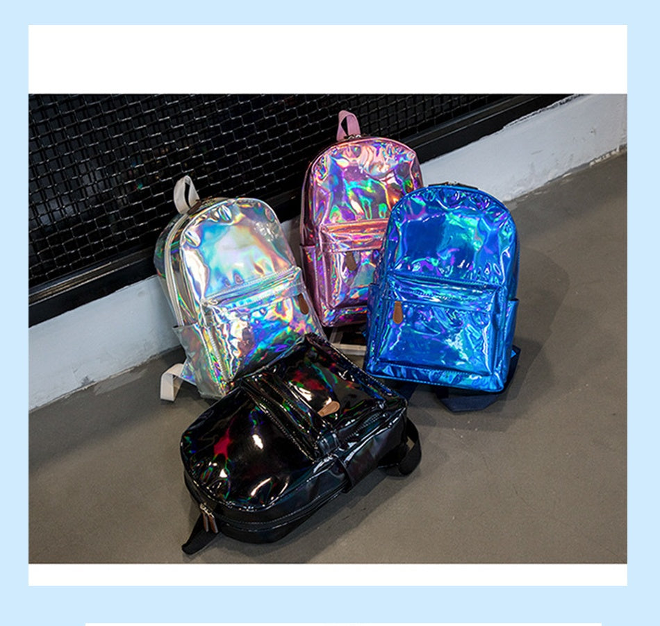 Reflective School Backpack with laser reflective finish, large storage compartments, padded shoulder straps, and ergonomic design for students