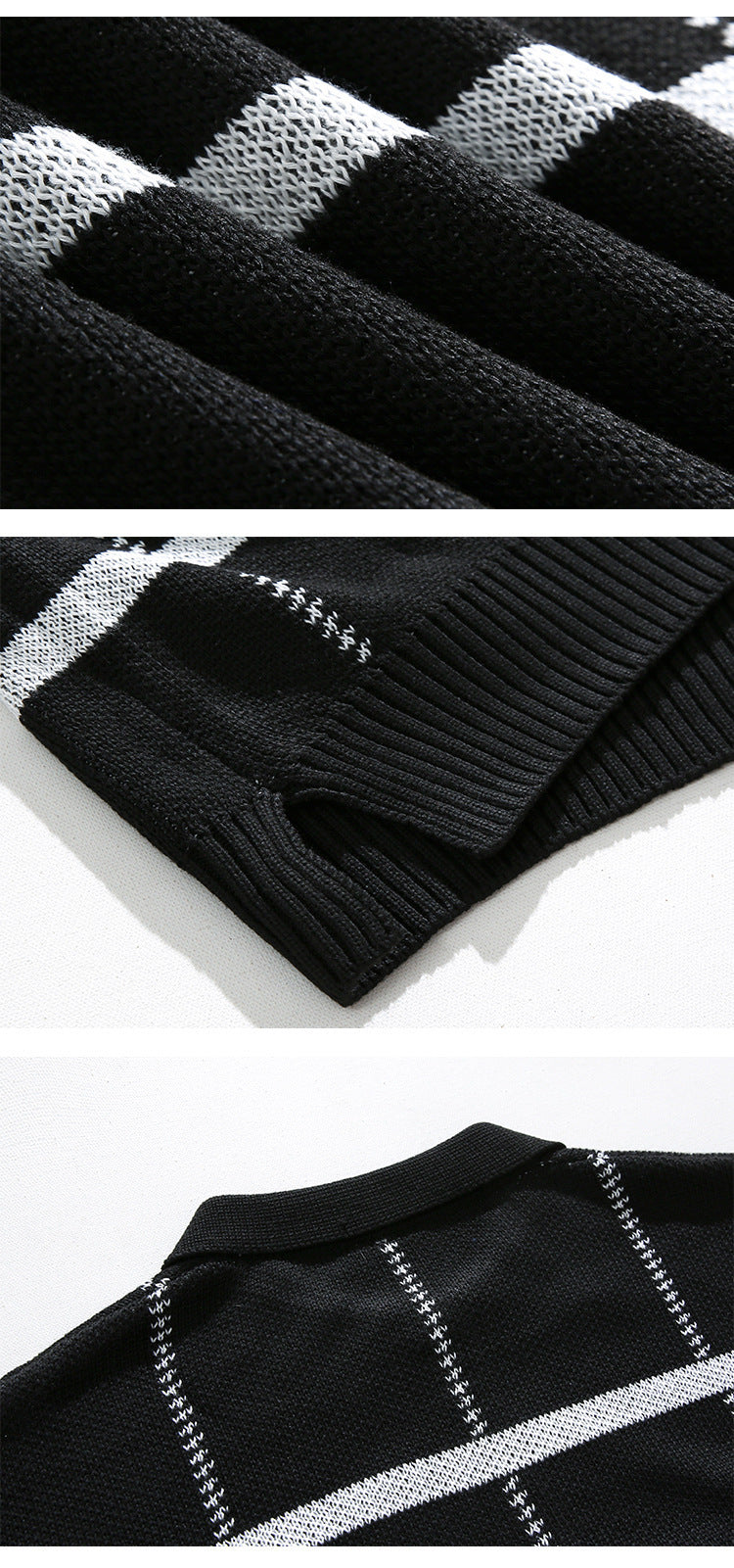 Men's Simple Retro Lapels Knitwear Top