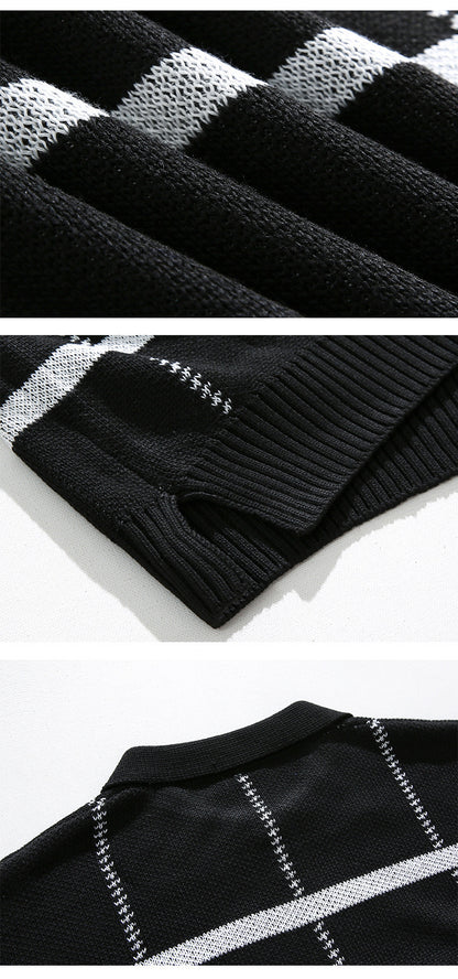 Men's Simple Retro Lapels Knitwear Top