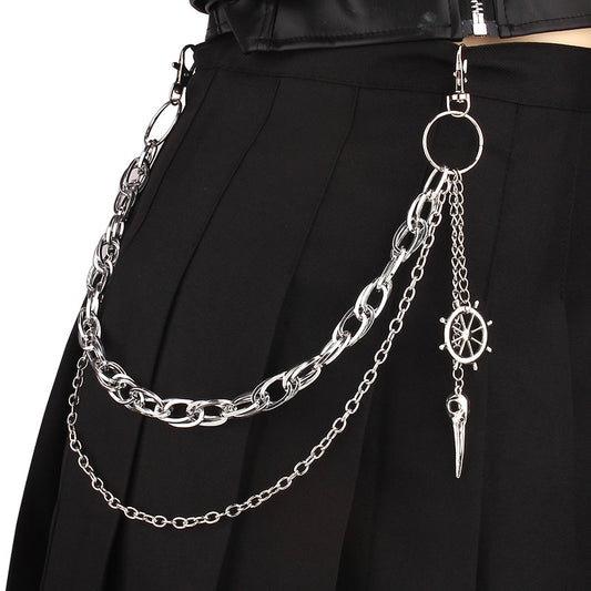 Halloween Gothic Dark Avian Head Pants Chain Pants Accessory