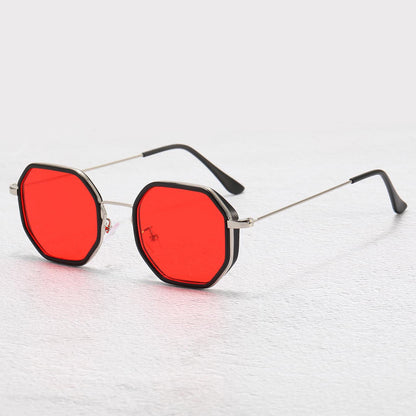 Men's Personalized Polygon Pc Metal Racket Lightweight Small Frame Sunglasses