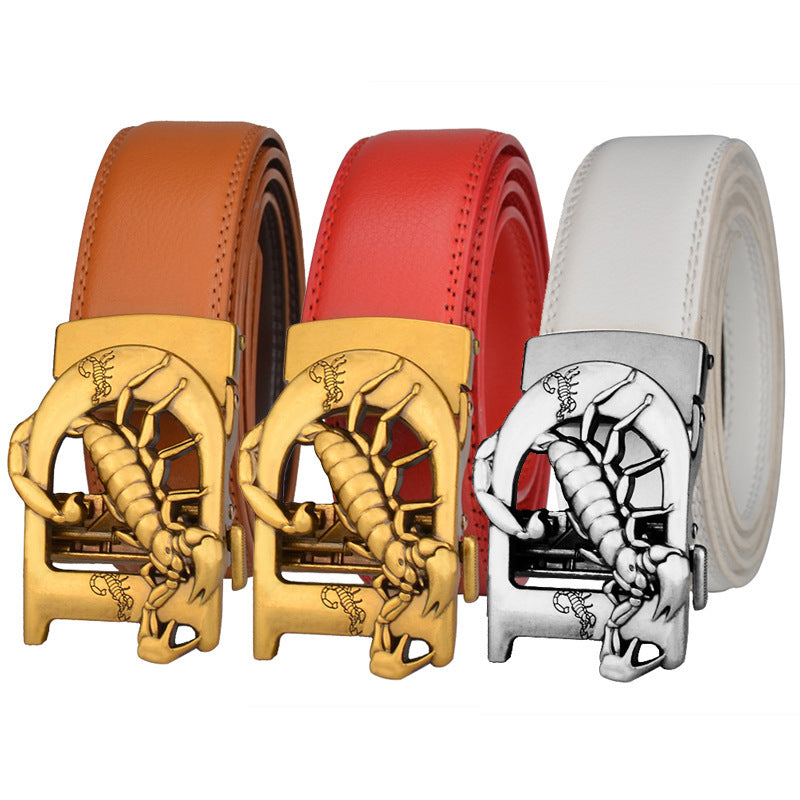 Men's Automatic Leather Bronze Vintage Buckle Cowhide Belt (Available)