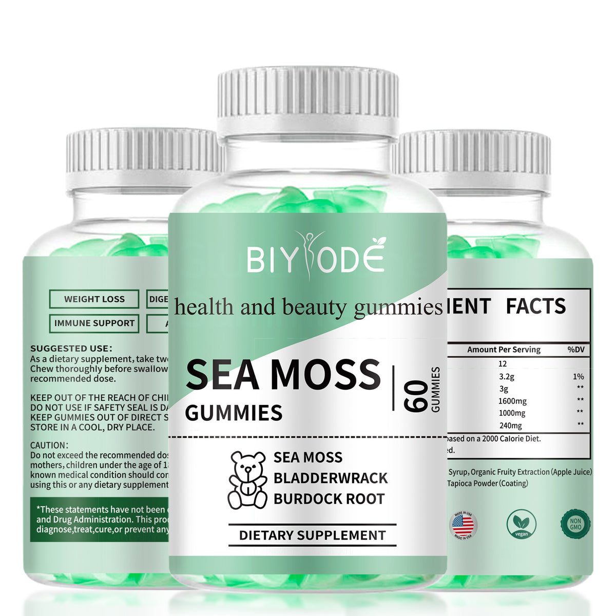 Halal Sugar Seamoss Gummy Free Professional Custom Private Label Organic Raw Irish Sea Moss Slimming Supplement