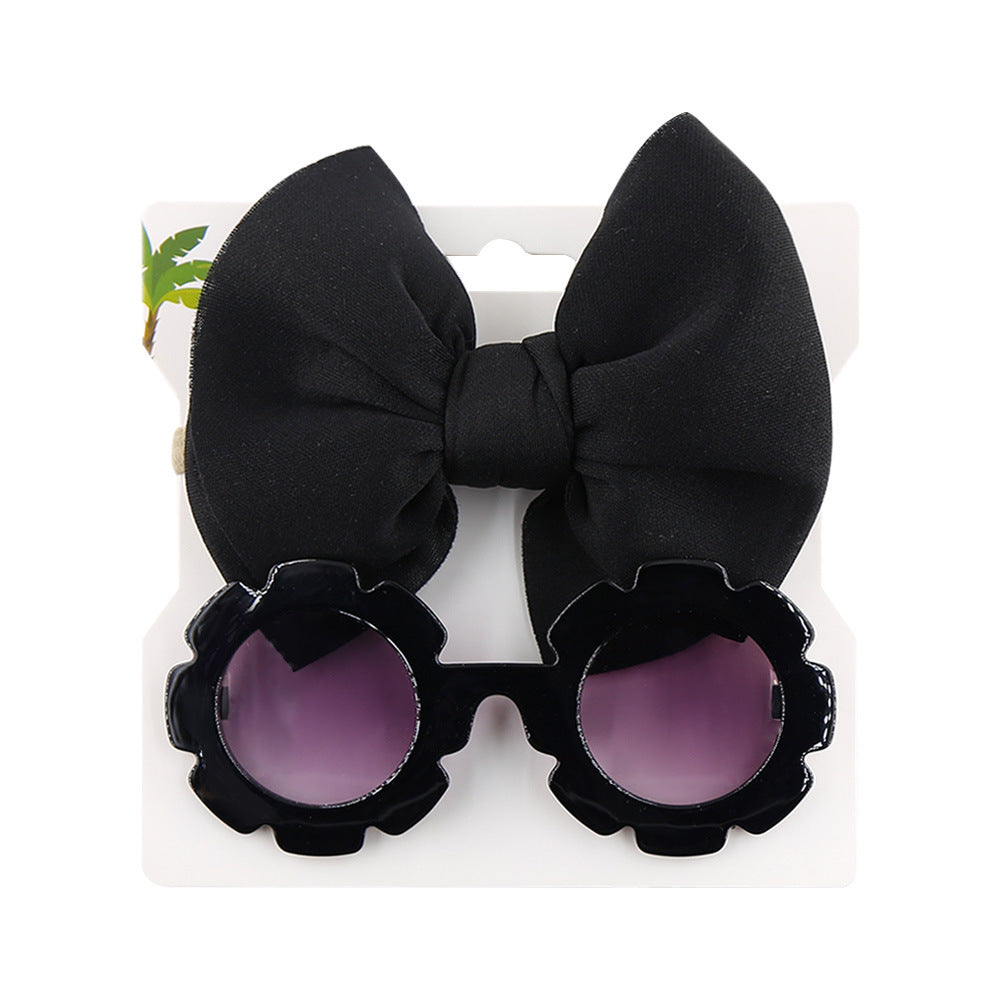 Children's Sunshade Sunglasses Bow Hair Band Two-piece Set (Available)