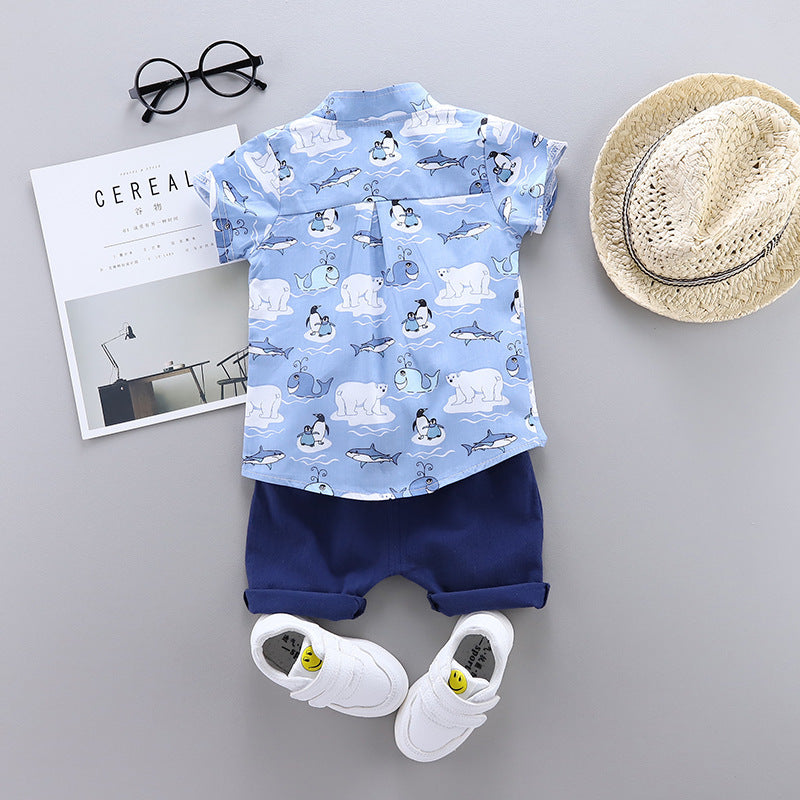 Boy baby infant child suit shirt short sleeve suit (Available)