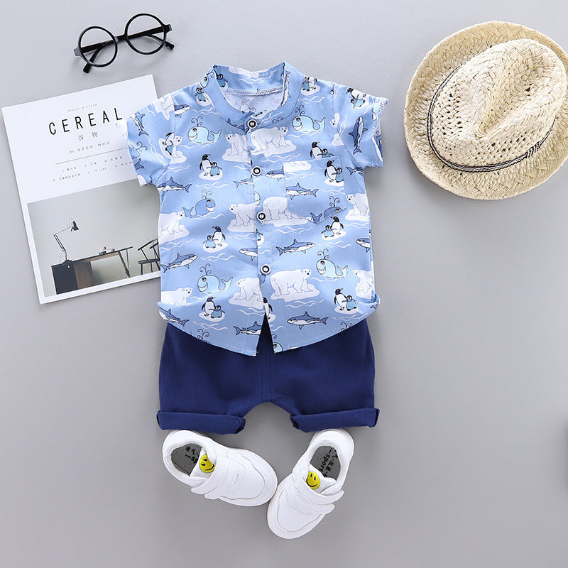Boy baby infant child suit shirt short sleeve suit (Available)