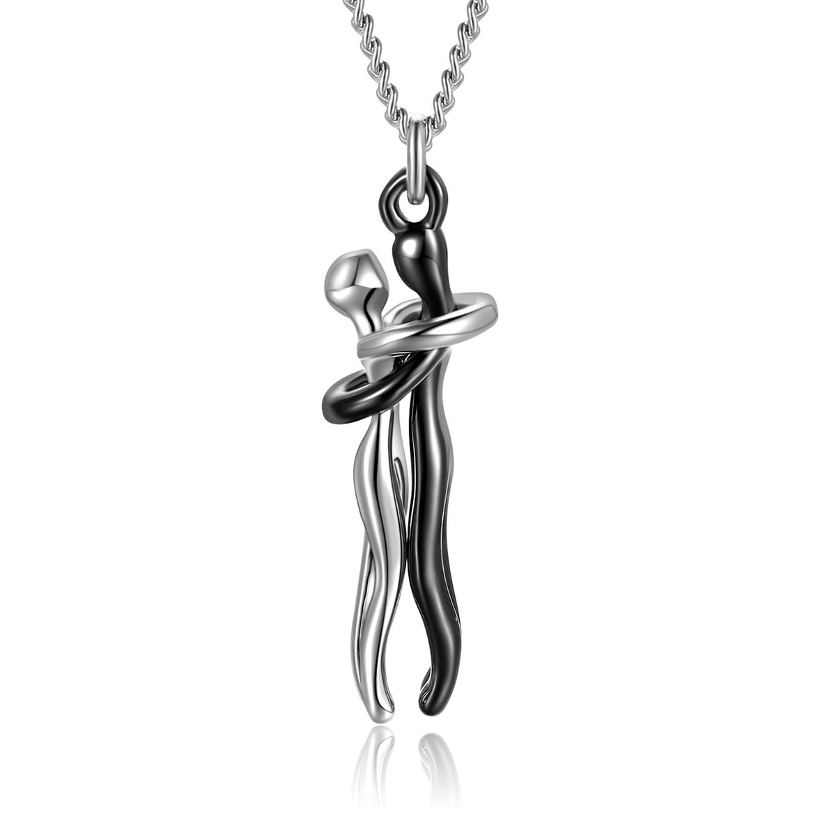 Love Hug necklace with a minimalist hugging pendant for men and women, ideal for couples, anniversaries, and everyday wear