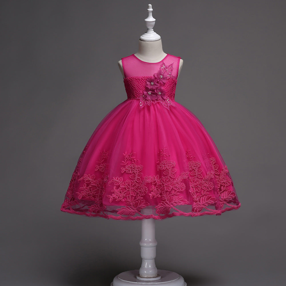 Girls Elegant Party Dress with princess-style design, soft fabric, and flared skirt for birthdays, weddings, parties, and festive occasions