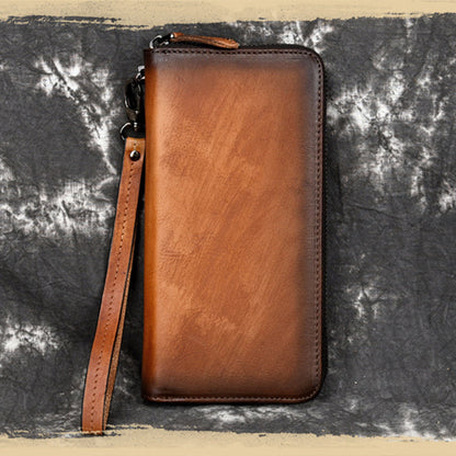 Hand-rubbed Color Multi-card Position Clutch Casual Leather Wallet