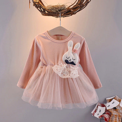 Girls' cotton long-sleeved princess dress