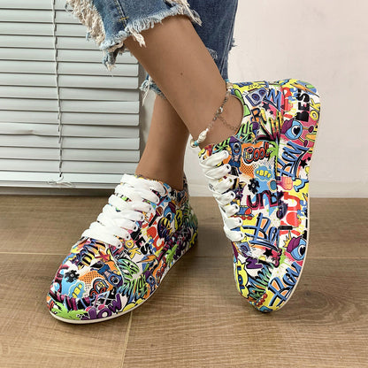 Thick Bottom Lace-up Sports Shoes Round Head    (Available)