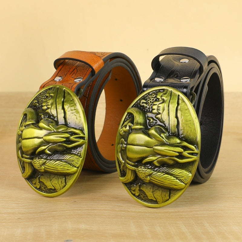 Belt Cow Head Buckle Men  (Available)