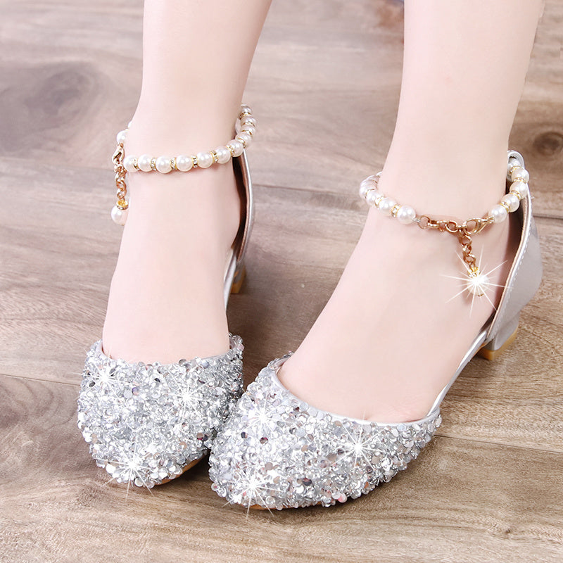 Little Girl Crystal Shoes Dress Shoes Children High Heels   ( Available )